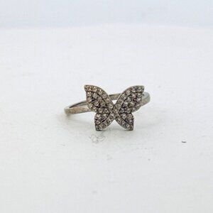 Vintage Sterling Silver 925 Butterfly Ring Size 6.5 Marcasite Style Estate